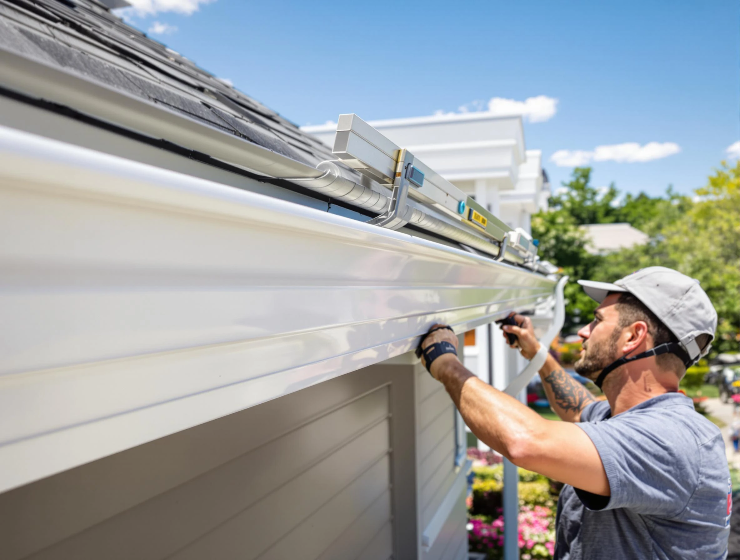 Newly installed gutters by Barberton Roofing Company for a home in Barberton, OH